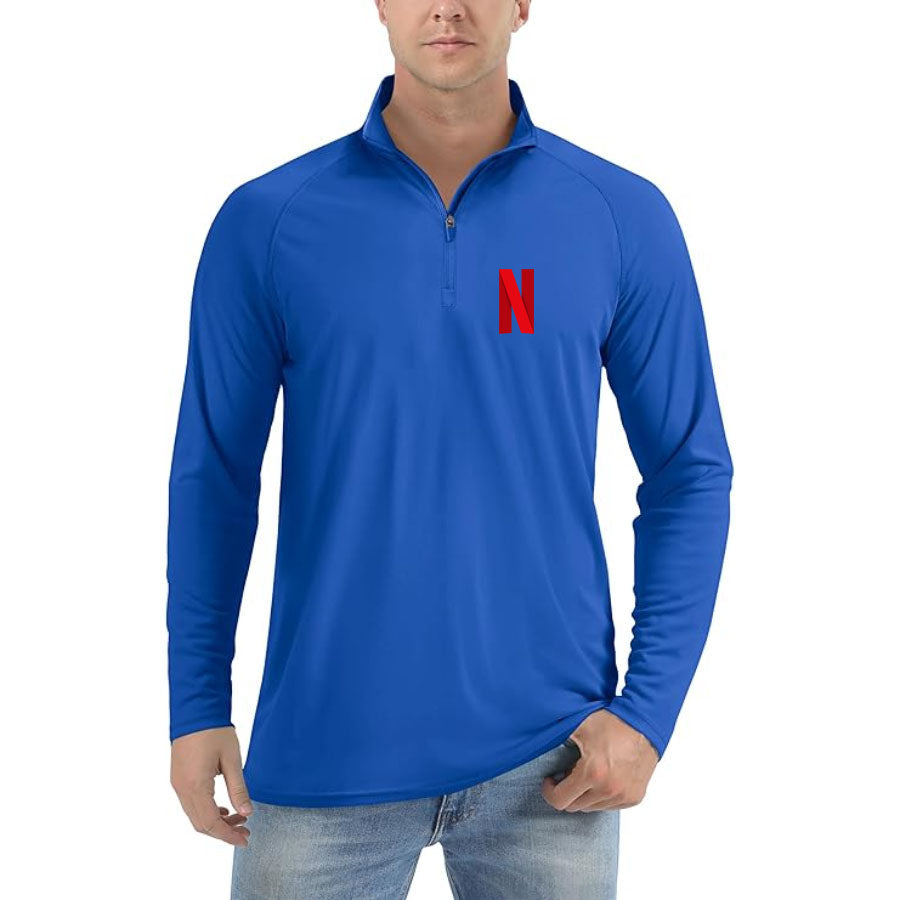 Men's Netflix Lightweight Quarter-Zip Athletic Shirt – Long Sleeve Polyester Wear