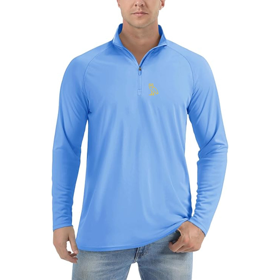 Men's OVO Owl Lightweight Quarter-Zip Athletic Shirt – Long Sleeve Polyester Wear