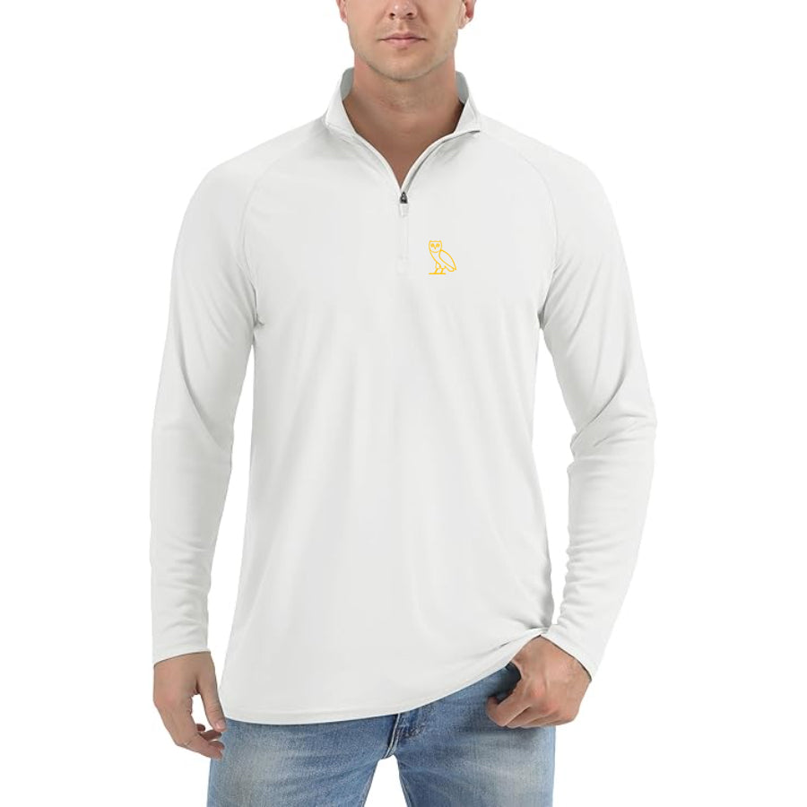 Men's OVO Owl Lightweight Quarter-Zip Athletic Shirt – Long Sleeve Polyester Wear