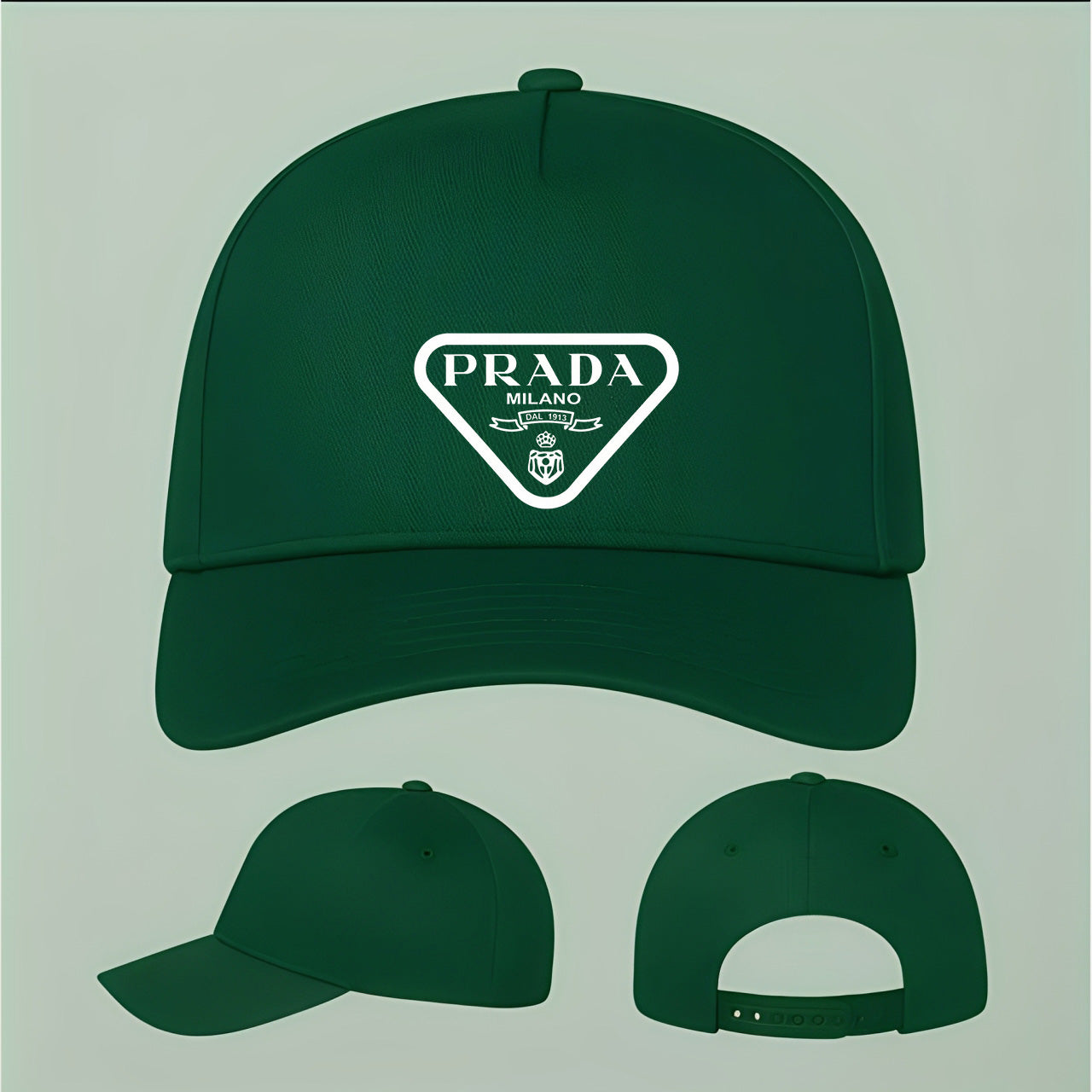 Prada Five Panel Twill Snapback Cap