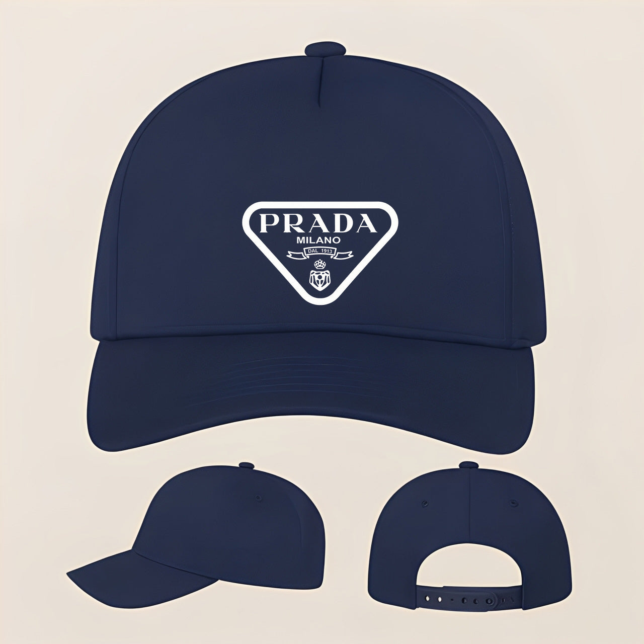 Prada Five Panel Twill Snapback Cap