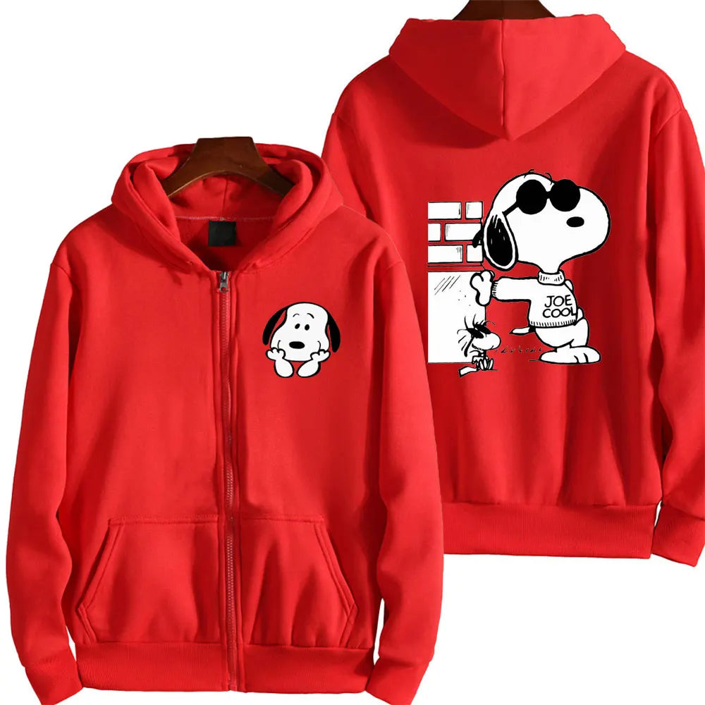 Snoopy Cartoon Zip-Up Hoodie