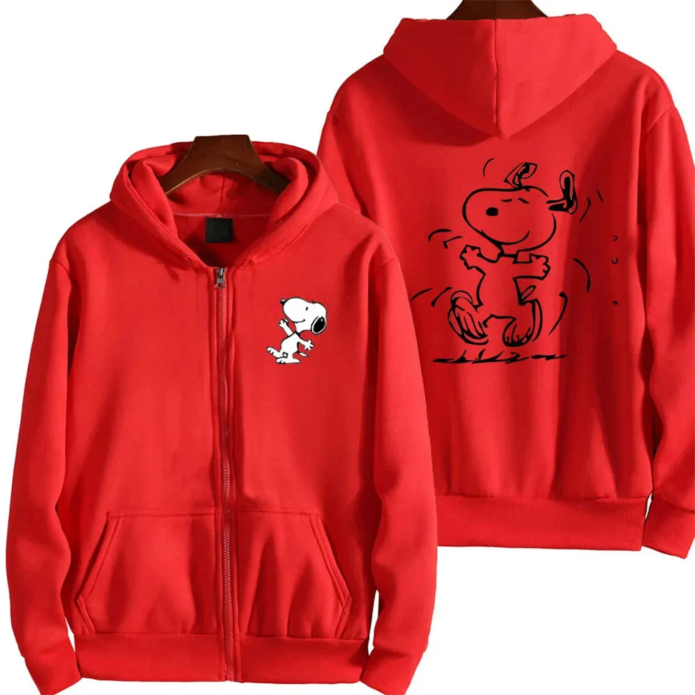 Snoopy Cartoon Zip-Up Hoodie