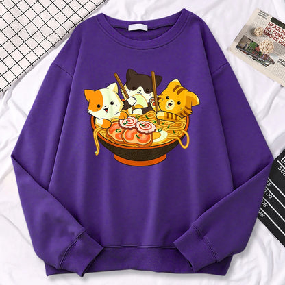 Cats Eating Ramen Noodles Sweatshirt