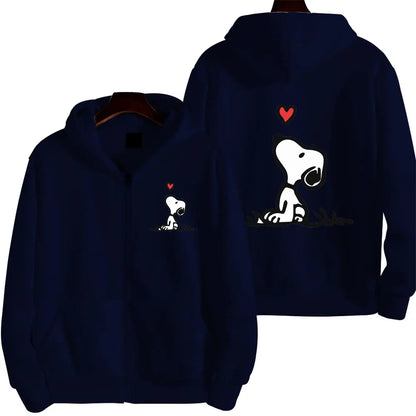 Snoopy White Zip-Up Hoodie