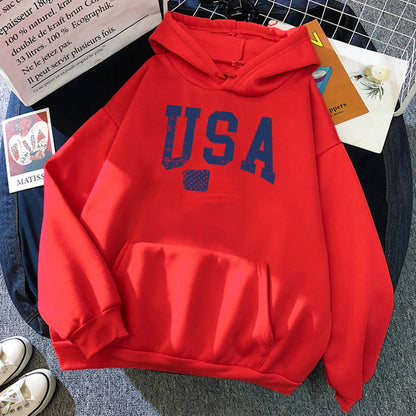 USA Flag Printed Hoodie