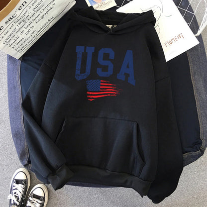 USA Flag Printed Hoodie