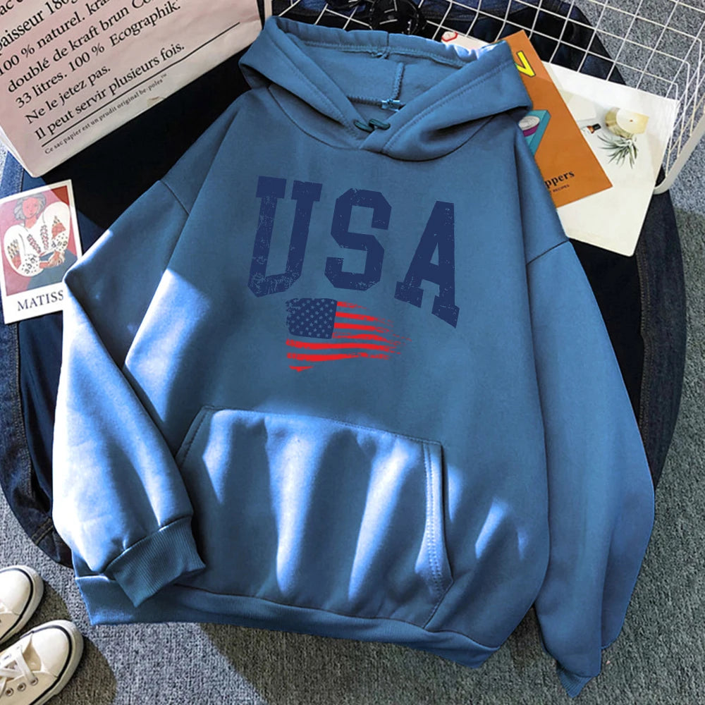 USA Flag Printed Hoodie