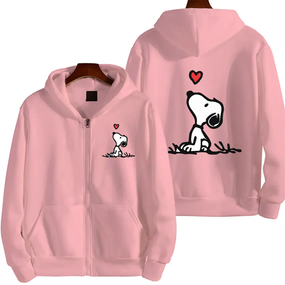 Snoopy White Zip-Up Hoodie