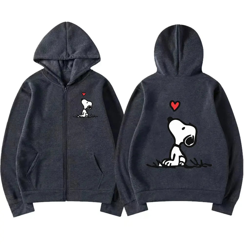 Snoopy White Zip-Up Hoodie