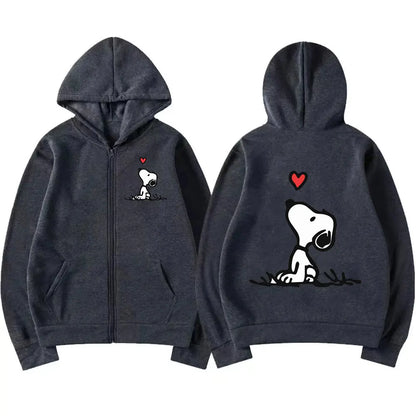 Snoopy White Zip-Up Hoodie