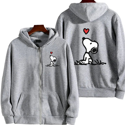 Snoopy White Zip-Up Hoodie
