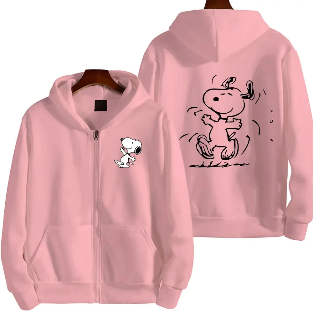 Snoopy Cartoon Zip-Up Hoodie
