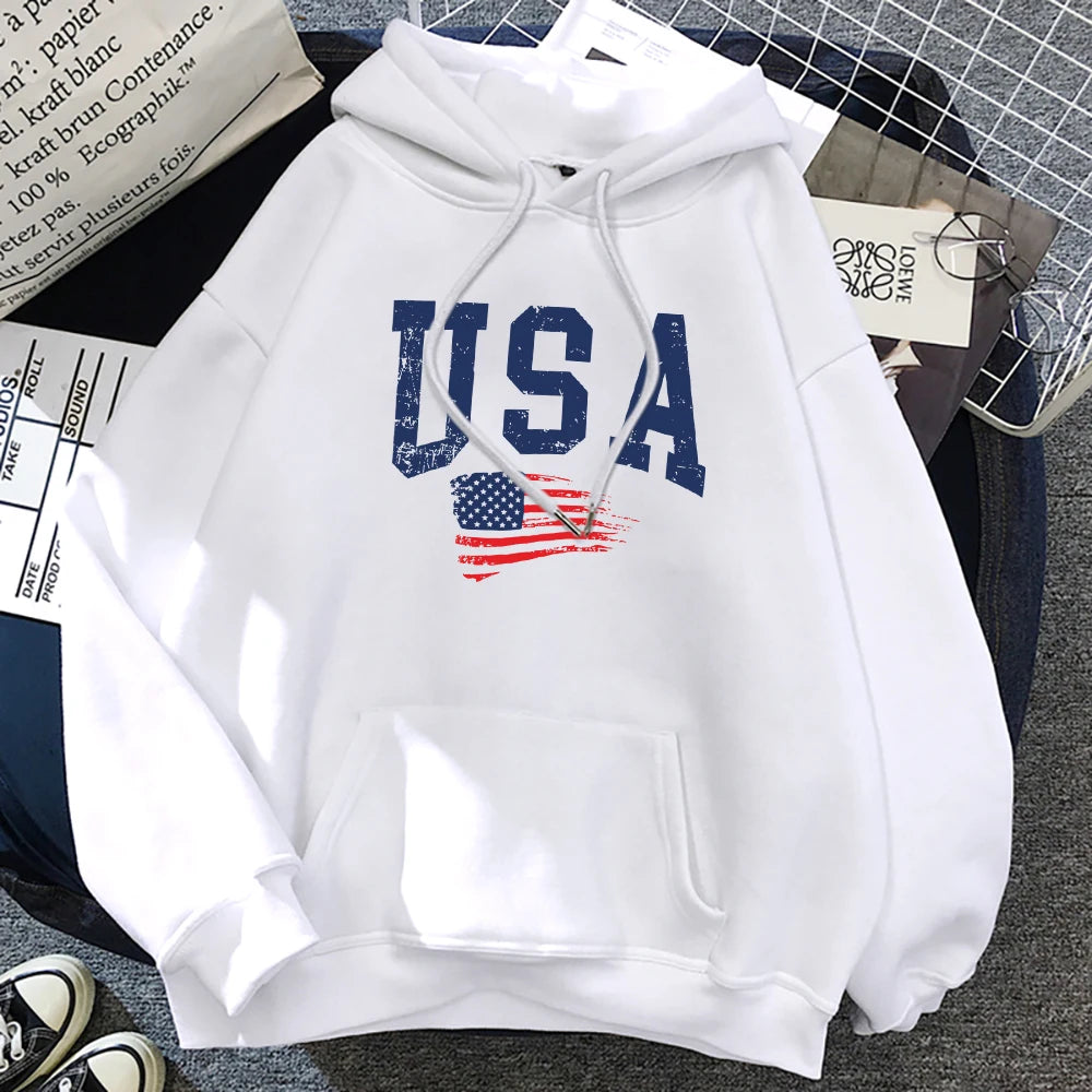 USA Flag Printed Hoodie