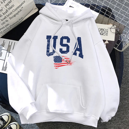 USA Flag Printed Hoodie