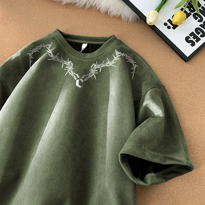 Suede Vintage Printed T-Shirt