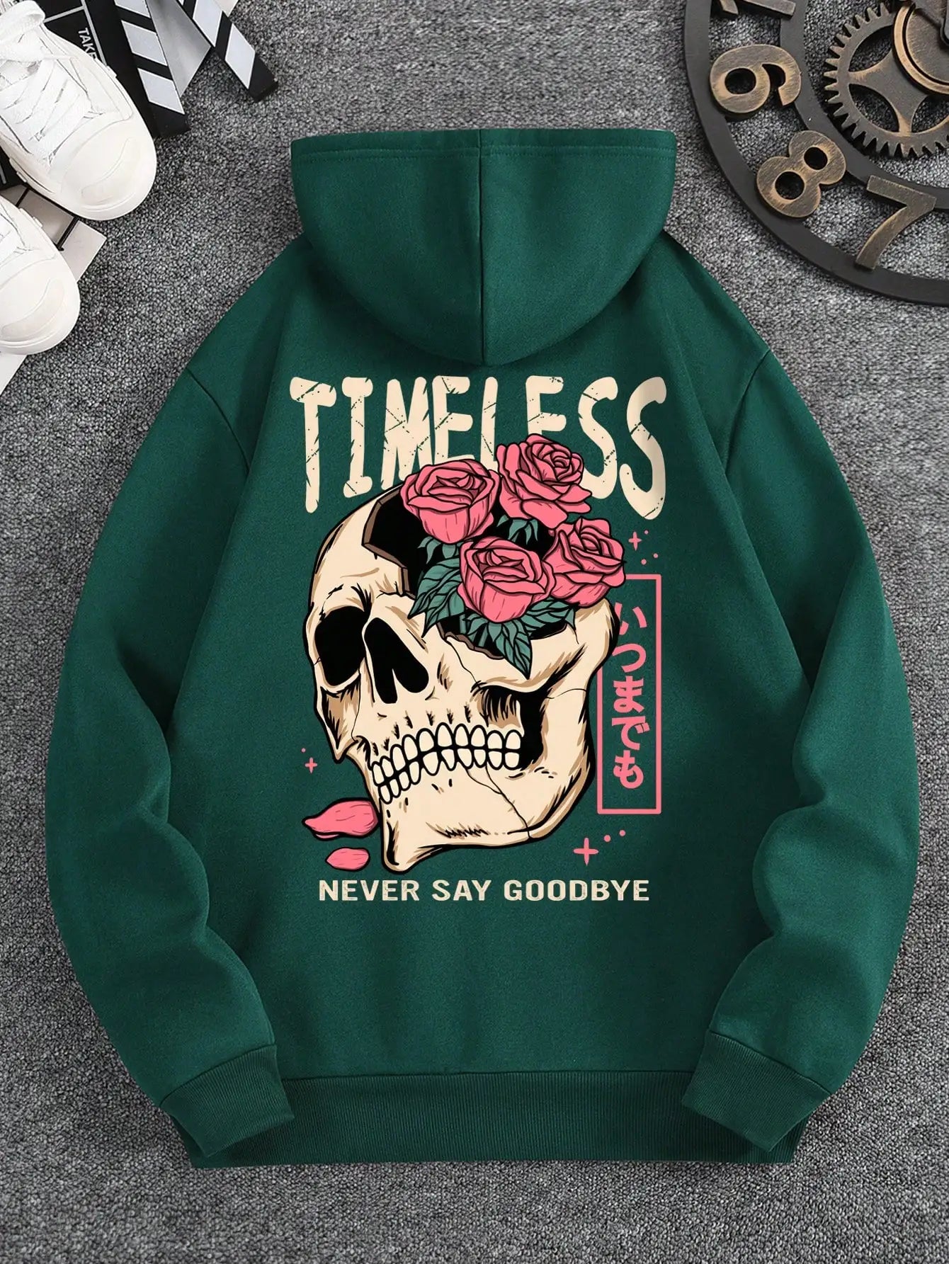 Timeless Slogan Skull Hoodie