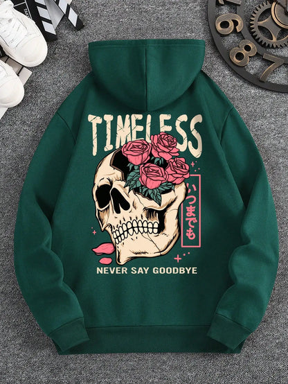 Timeless Slogan Skull Hoodie