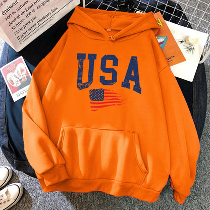 USA Flag Printed Hoodie