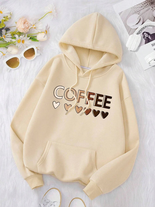 Coffee Letters Printed Hoodie