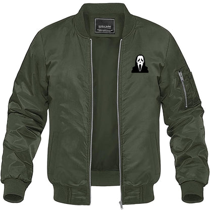 Men's Scream Ghostface Lightweight Bomber Jacket Windbreaker Softshell Varsity Jacket Coat
