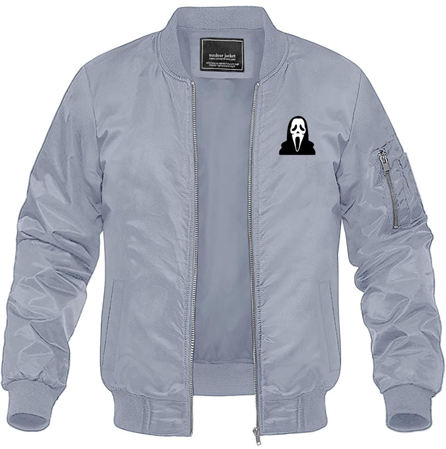 Men's Scream Ghostface Lightweight Bomber Jacket Windbreaker Softshell Varsity Jacket Coat