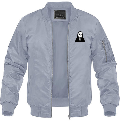 Men's Scream Ghostface Lightweight Bomber Jacket Windbreaker Softshell Varsity Jacket Coat