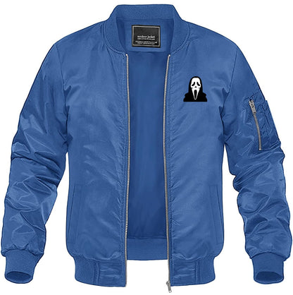 Men's Scream Ghostface Lightweight Bomber Jacket Windbreaker Softshell Varsity Jacket Coat