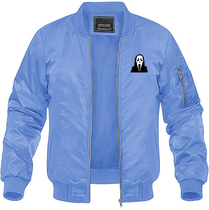 Men's Scream Ghostface Lightweight Bomber Jacket Windbreaker Softshell Varsity Jacket Coat