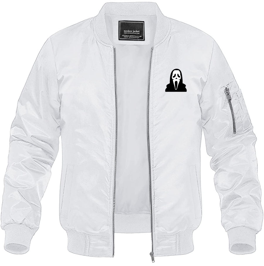 Men's Scream Ghostface Lightweight Bomber Jacket Windbreaker Softshell Varsity Jacket Coat
