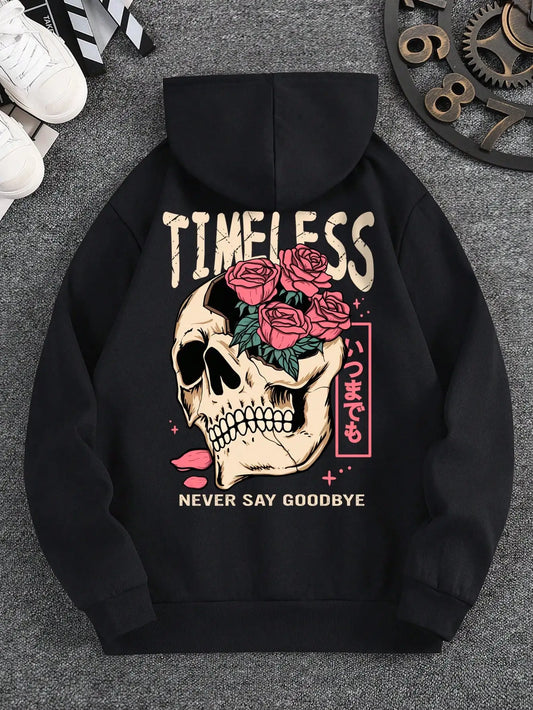 Timeless Slogan Skull Hoodie