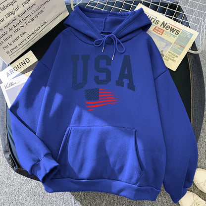 USA Flag Printed Hoodie