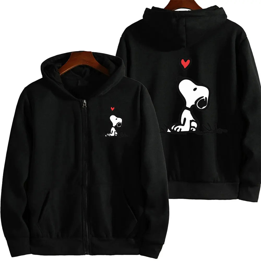 Snoopy White Zip-Up Hoodie