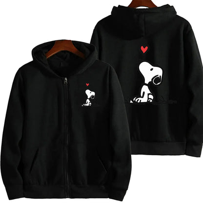 Snoopy White Zip-Up Hoodie