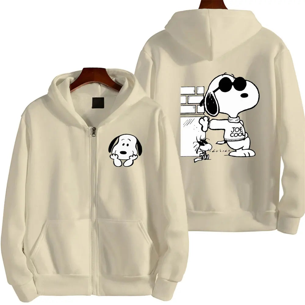 Snoopy Cartoon Zip-Up Hoodie