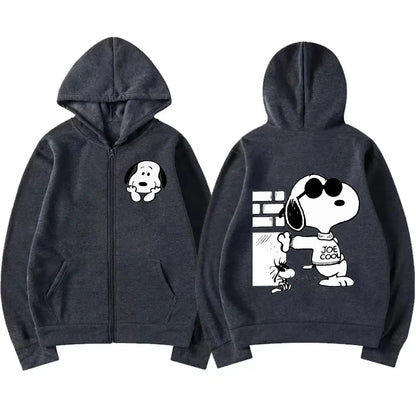 Snoopy Cartoon Zip-Up Hoodie