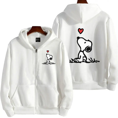 Snoopy White Zip-Up Hoodie