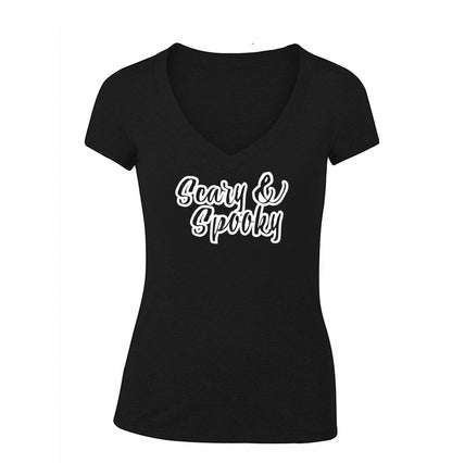 Women's Scary & Spooky V Neck T-Shirt