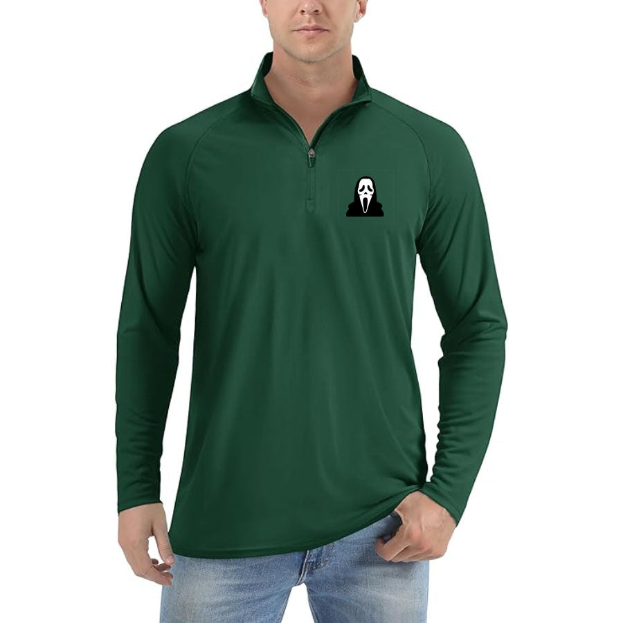 Men's Scream Ghostface Lightweight Quarter-Zip Athletic Shirt – Long Sleeve Polyester Wear