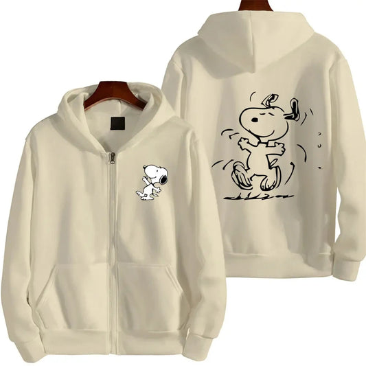 Snoopy Cartoon Zip-Up Hoodie