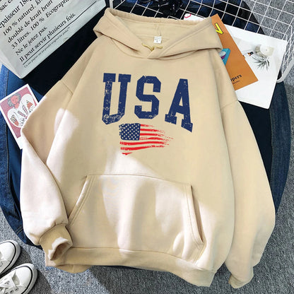 USA Flag Printed Hoodie