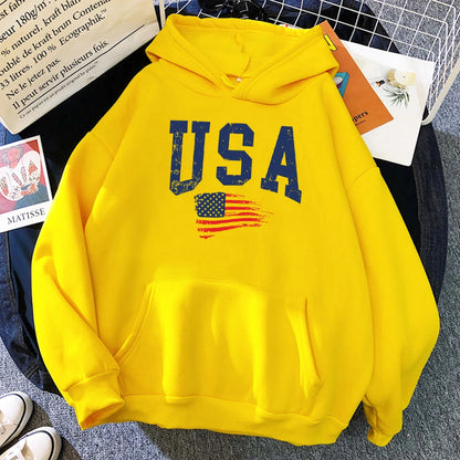 USA Flag Printed Hoodie