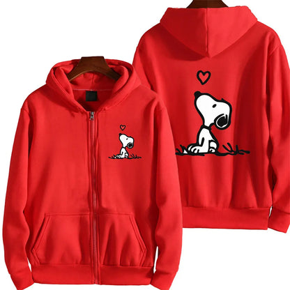 Snoopy White Zip-Up Hoodie