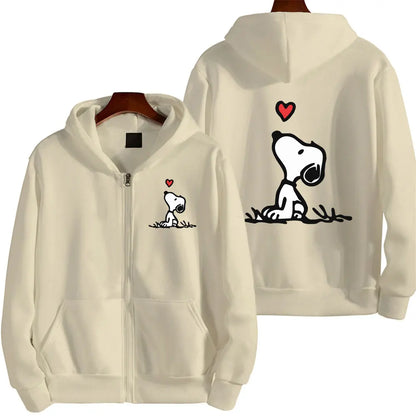 Snoopy White Zip-Up Hoodie
